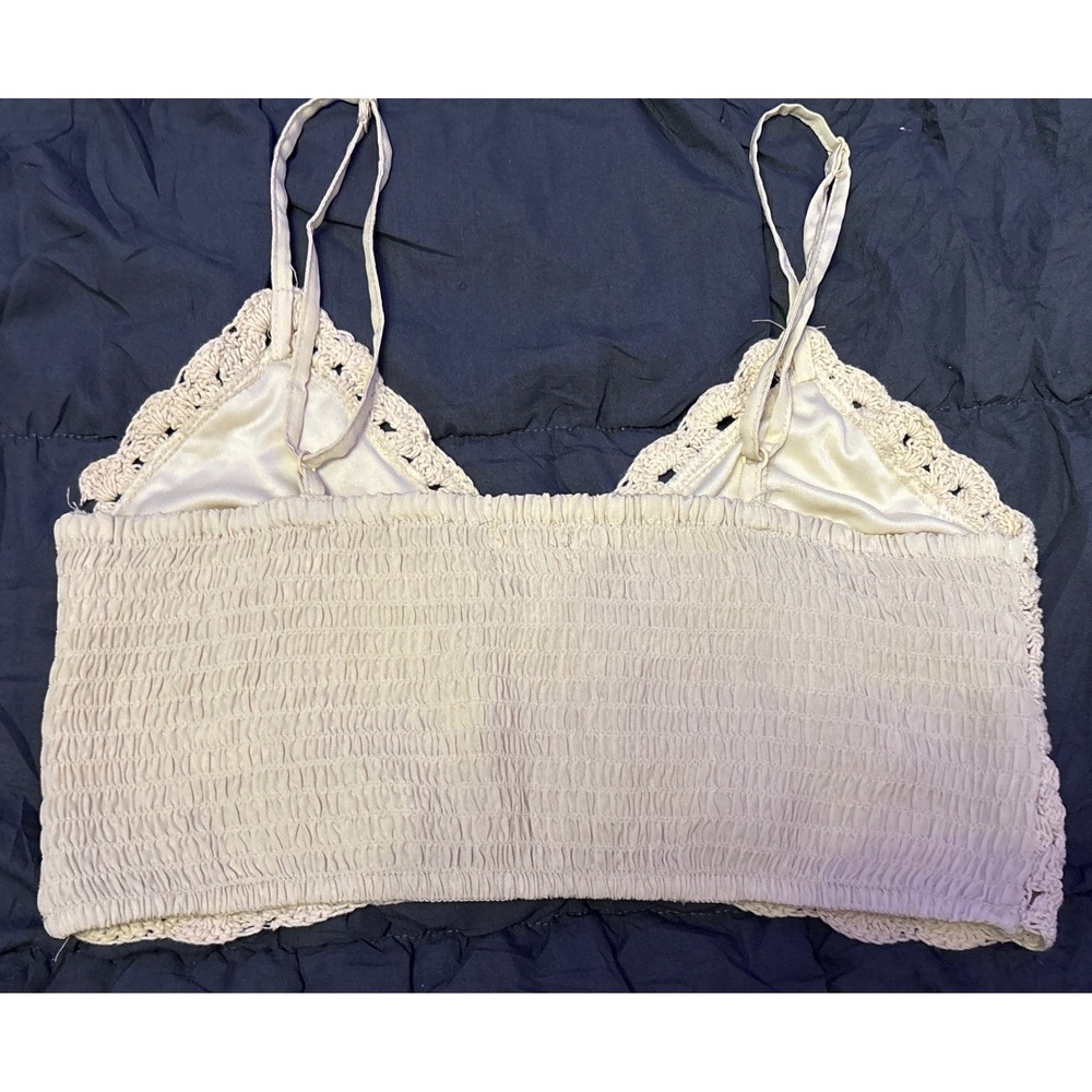 B.O.G. Collective Cream Crochet Knit Bralette Cami Top Medium Boho‎ Festival - Picture 3 of 7